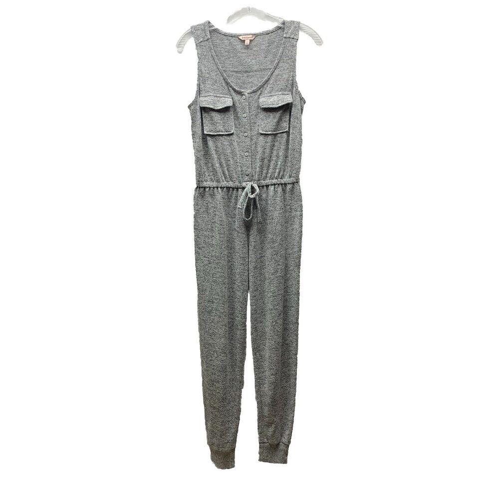 Juicy Couture Drawstring Romper Jumpsuit XS Gray Knit Cozy Lounge Athlesiure